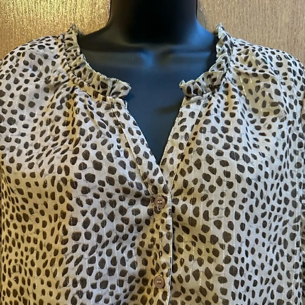 Emily Daniels women’s blouse - brown & tan spots - size large